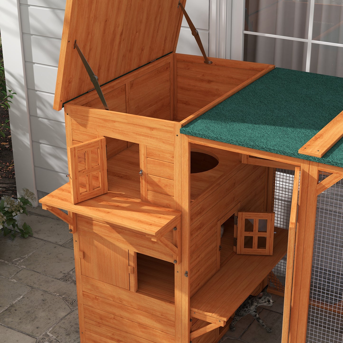 Large Outdoor Cat House for 3 Kitties