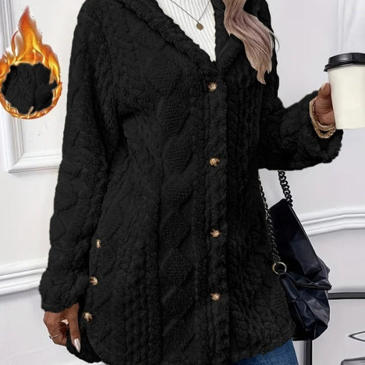 Hooded Buttoned Long Cardigan