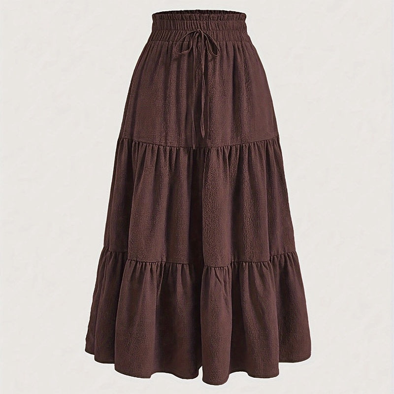 High-Waist Knot Pleated Midi Skirt