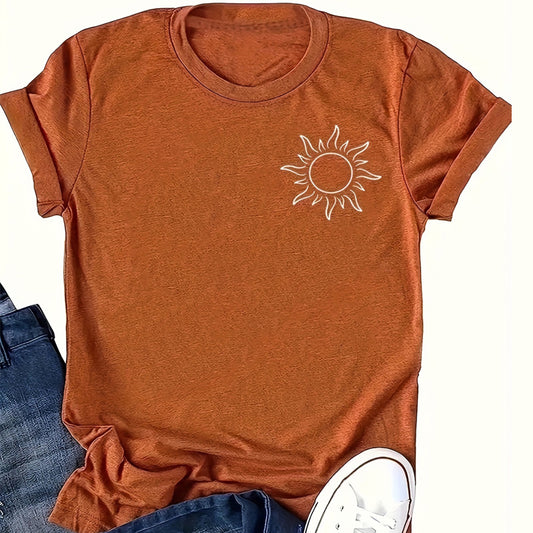 Sun Print Neck T-Shirt