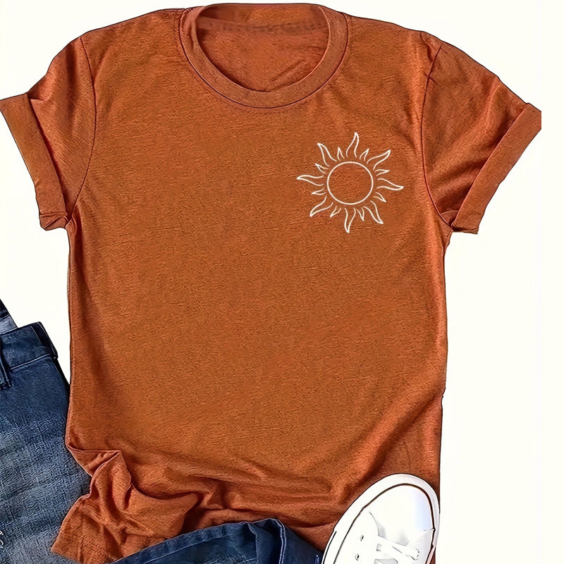 Sun Print Neck T-Shirt