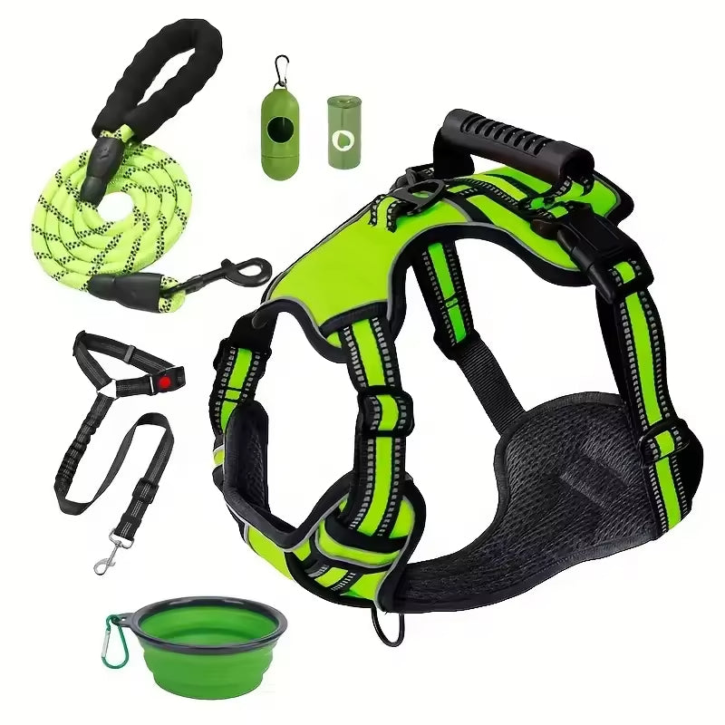 Tactical Service Dog Harness Strap Set with Collapsible Bowl