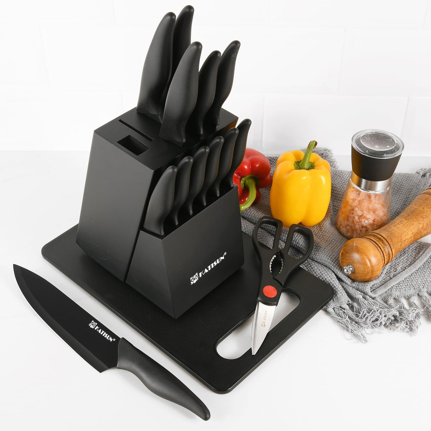 Knife Block Set With Cutting Board