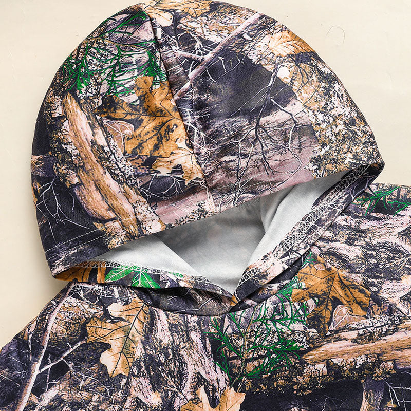 Print Hoodie & Short Pants With Pocket