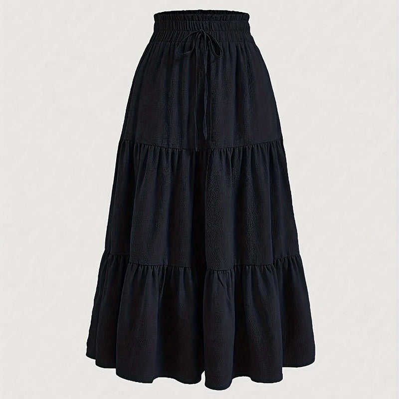 High-Waist Knot Pleated Midi Skirt