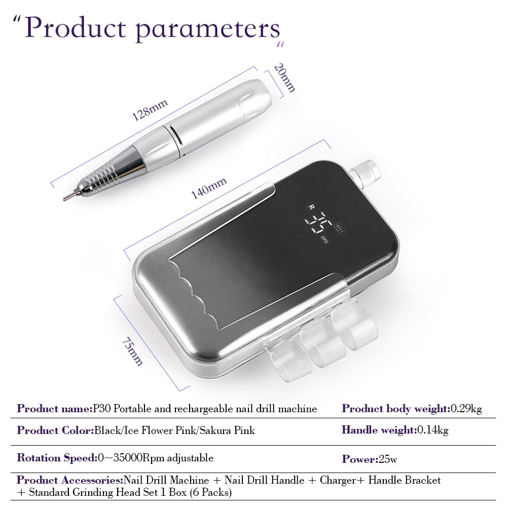 Cordless Rechargeable E-File Machine