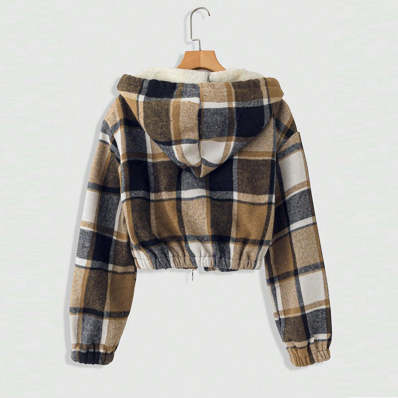 Lightweight Plaid Hooded Jacket