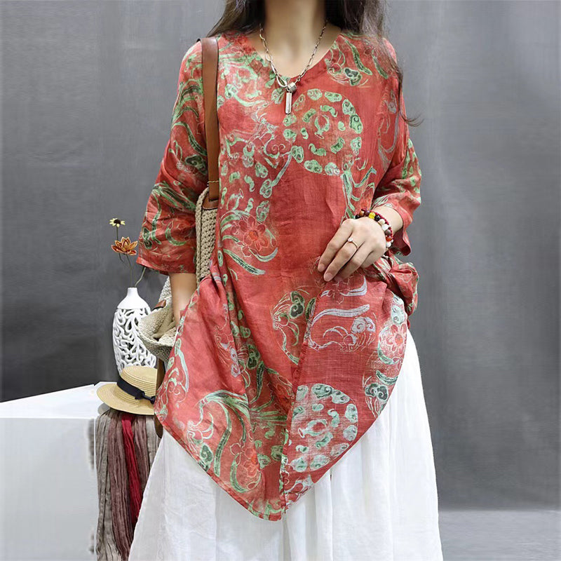 Soft Printed Mid-Sleeve Tunic