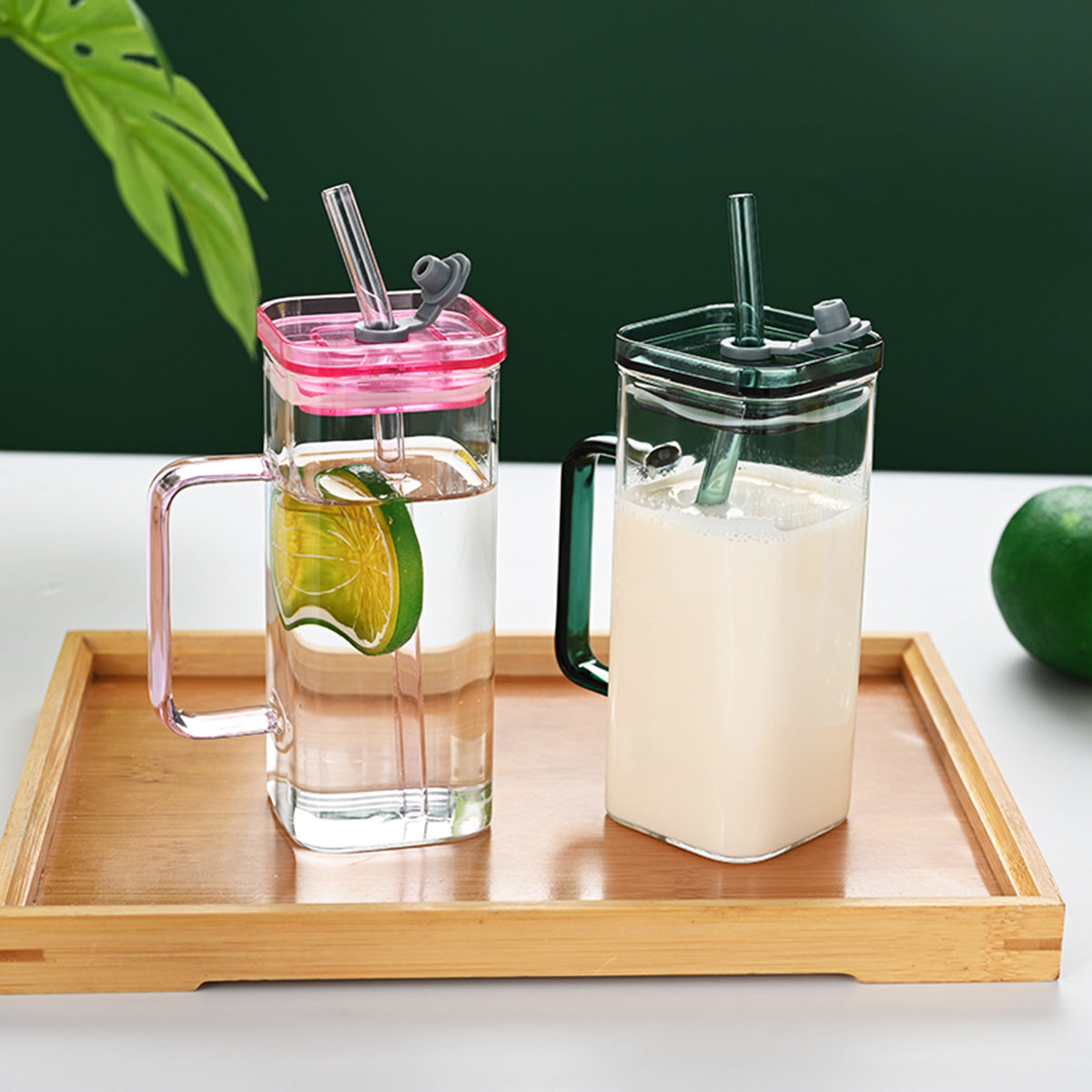 Transparent Glass Straw Cup