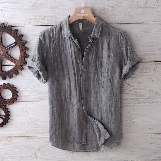 Retro Distressed Linen Shirt