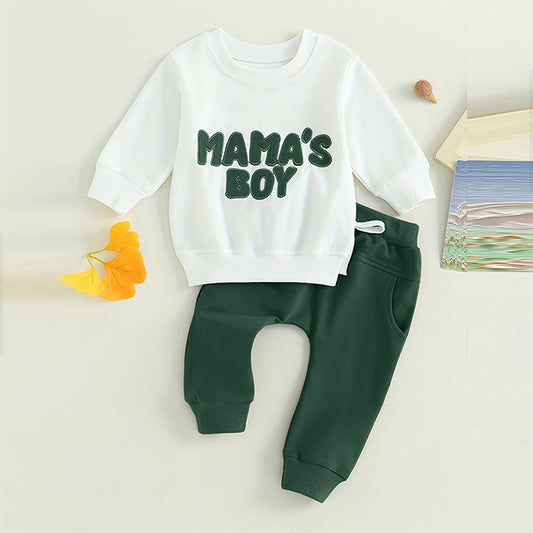 Baby Boy's Sweatshirt & Drawstring Jogger Pants For Spring & Fall