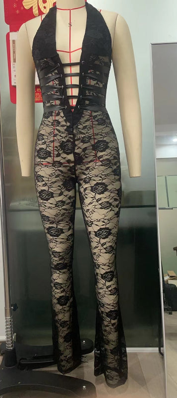 See Through Slim Fit Jumpsuit