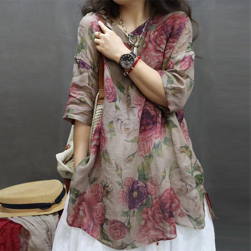 Soft Printed Mid-Sleeve Tunic