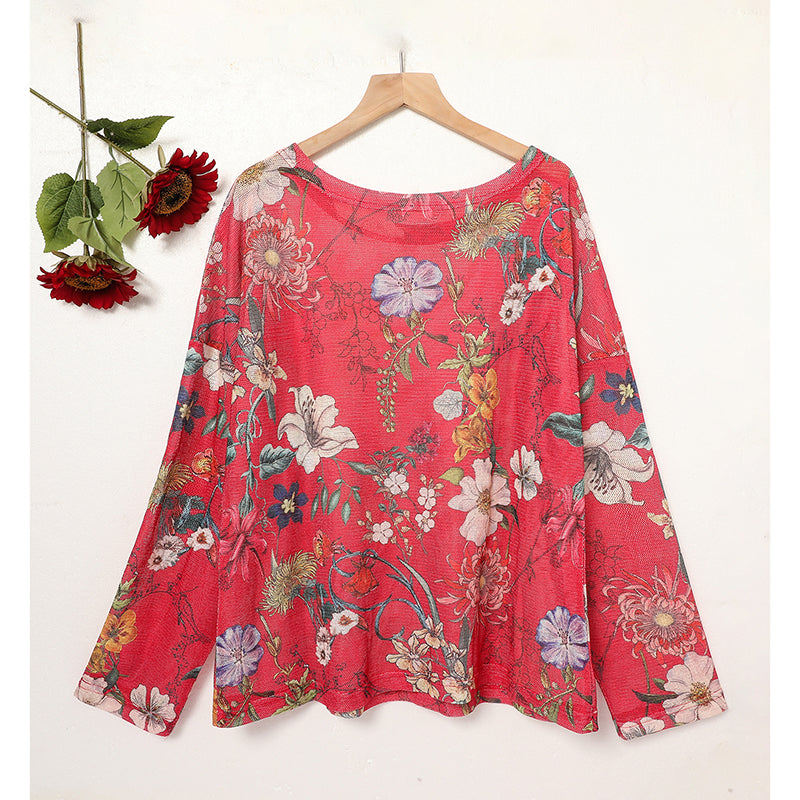 Graphic Crew Neck Tunic Top