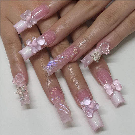 Bear Bow knot Nail Art - 24Pcs