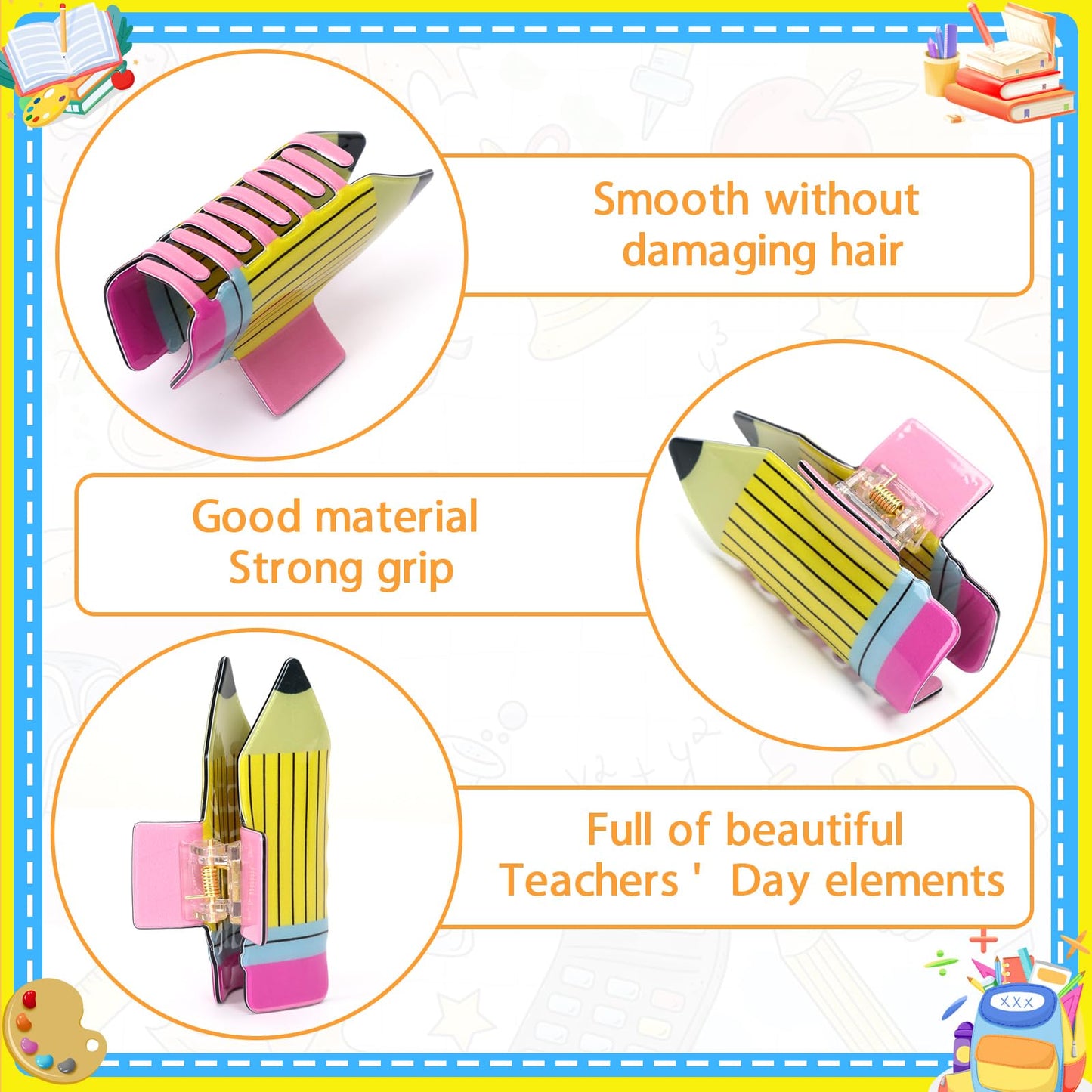 Pencil Hair Clips - 4Pcs